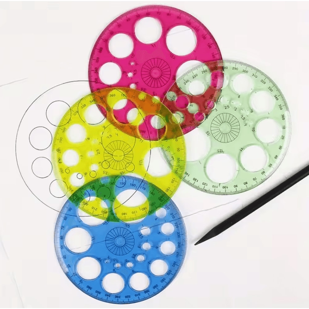 360Degree Rotating Round Ruler With Circles And Degrees For Drafting Patchwork Office And School 1