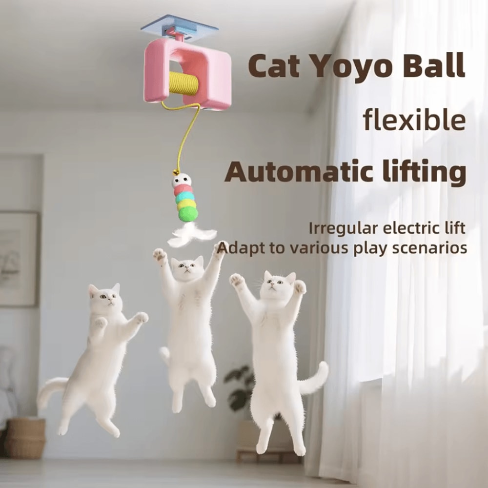 Electric Interactive Cat Teasing Stick Toy With Automatic Flying Bird And Elastic Rope 0