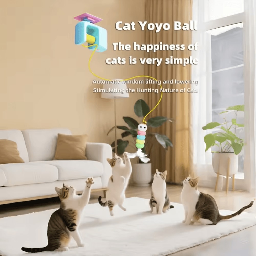 Electric Interactive Cat Teasing Stick Toy With Automatic Flying Bird And Elastic Rope 1