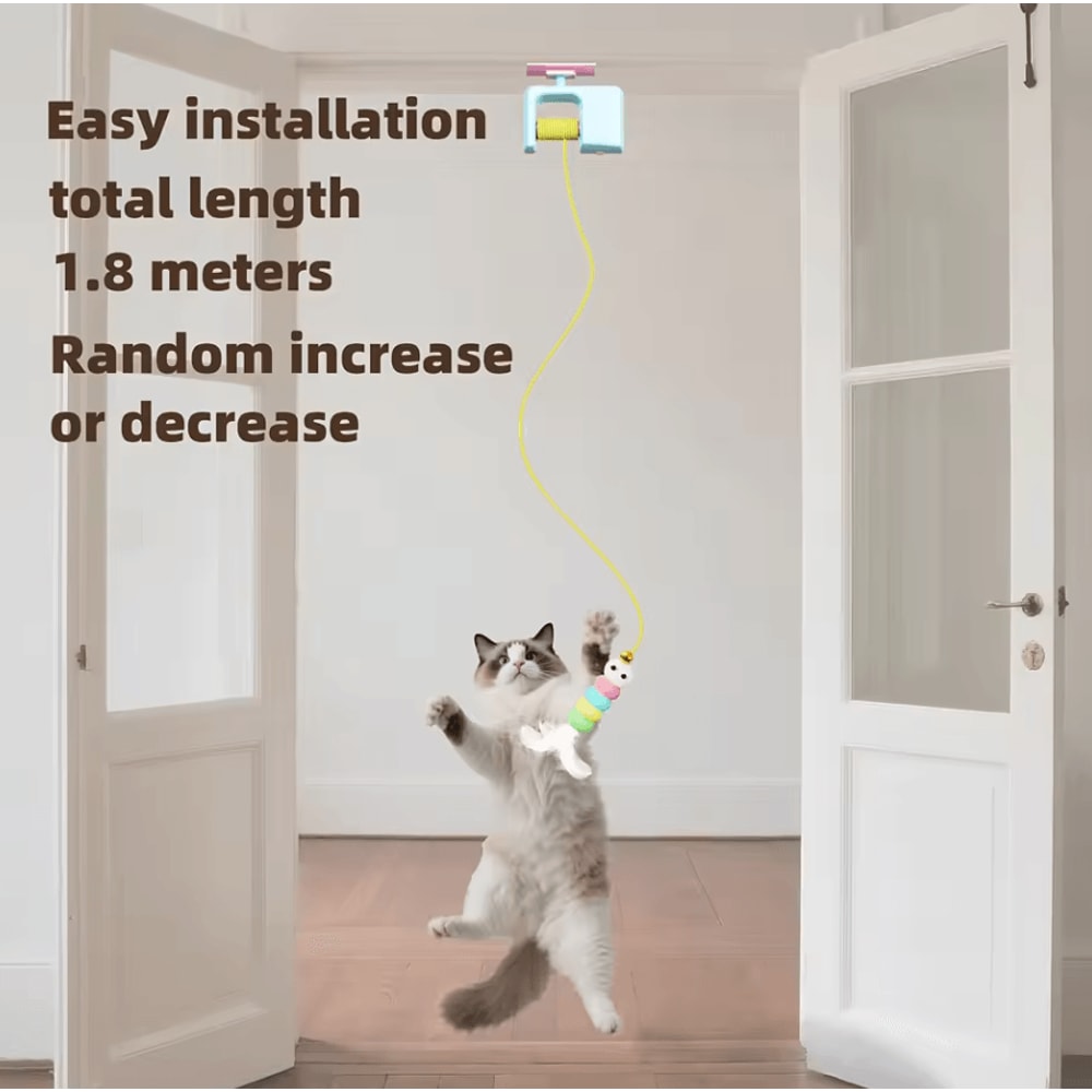 Electric Interactive Cat Teasing Stick Toy With Automatic Flying Bird And Elastic Rope 3
