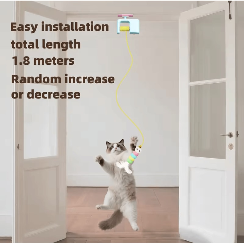 Electric Interactive Cat Teasing Stick Toy With Automatic Flying Bird And Elastic Rope 3