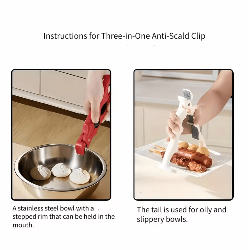 3in1 AntiScalding Clip NonSlip EasyGrip Kitchen Tool Pot Holder For Hot Dishes 2