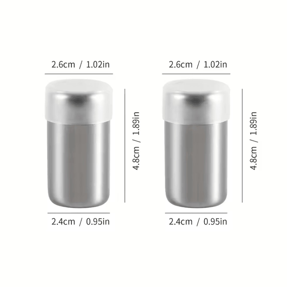 2pcs Stainless Steel Mini Spice Jars Portable Salt And Pepper Shakers 3