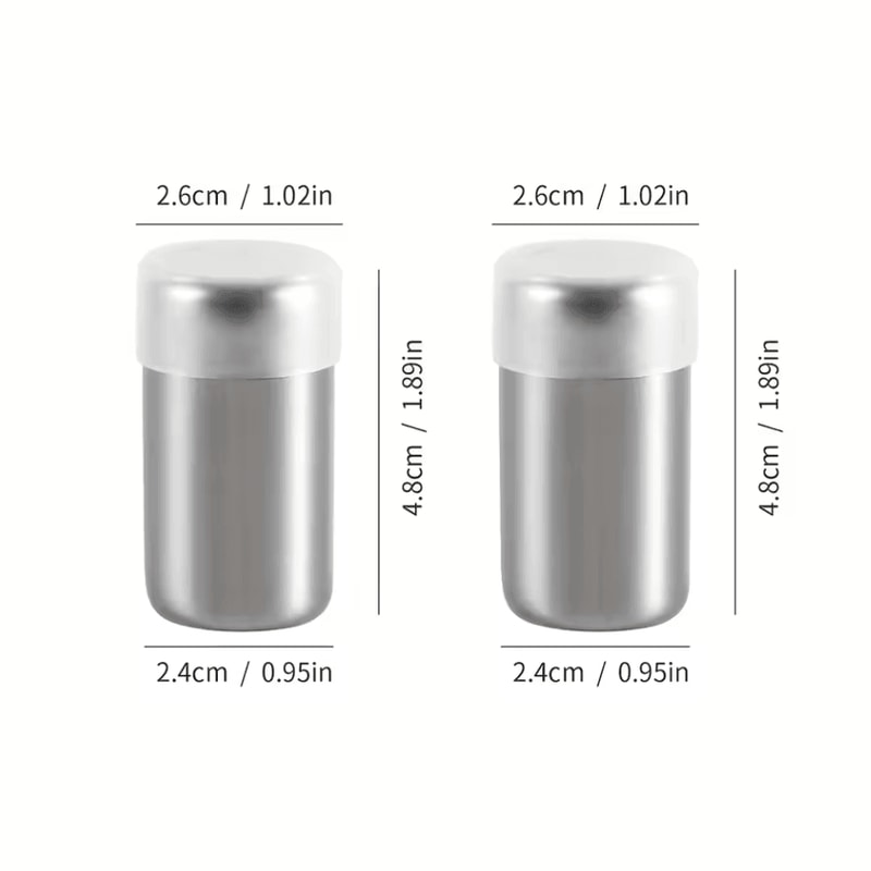 2pcs Stainless Steel Mini Spice Jars Portable Salt And Pepper Shakers 3