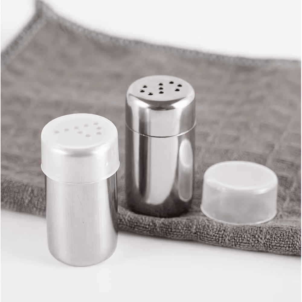 2pcs Stainless Steel Mini Spice Jars Portable Salt And Pepper Shakers 6