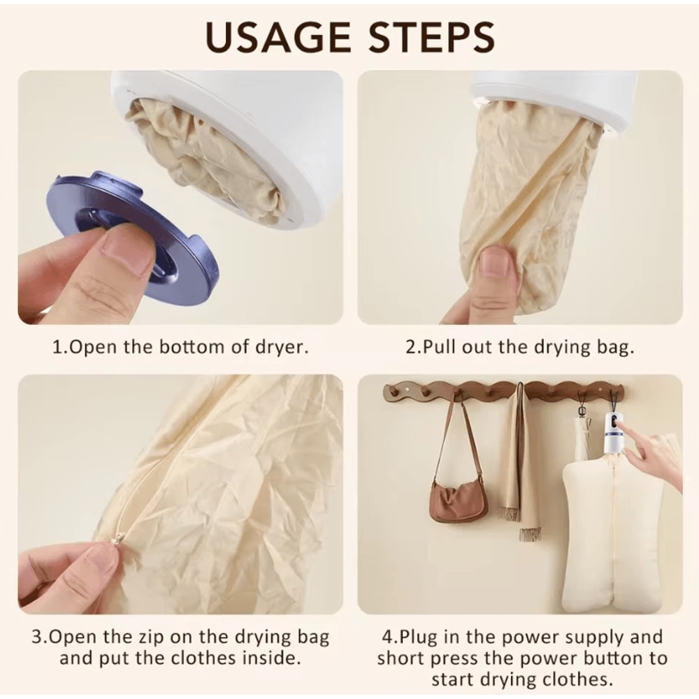 Portable Smart Clothes Dryer 110220V Tumble Laundry Dryer With Timer For Travel And Outdoor Use 4