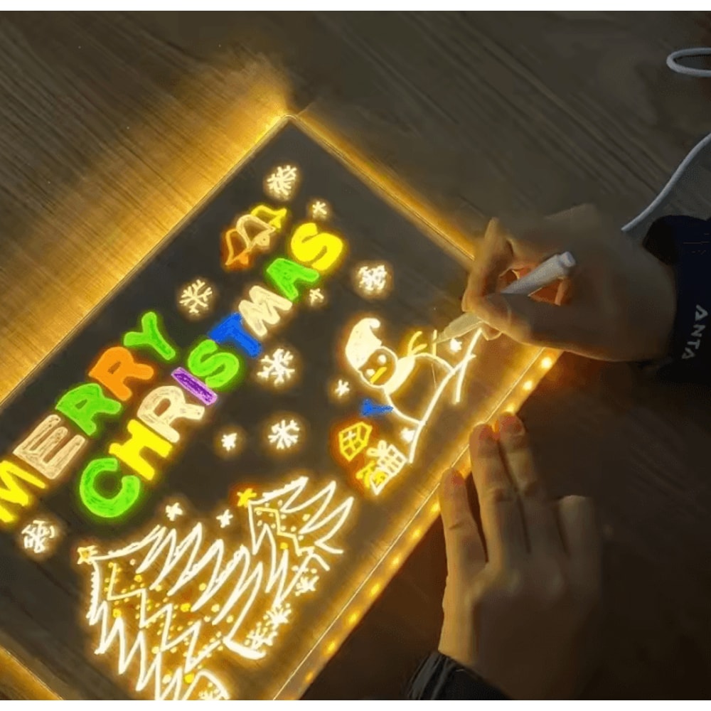 LED Acrylic Message Board USB Erasable Drawing Board Night Light 1
