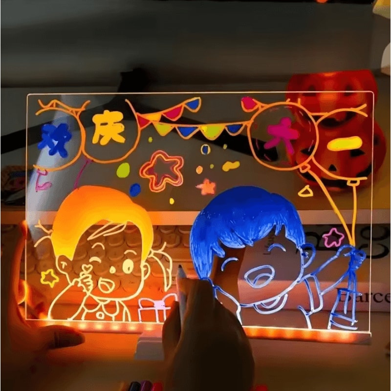 LED Acrylic Message Board USB Erasable Drawing Board Night Light 2