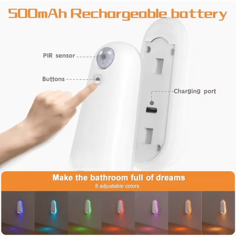 Motion Sensor Toilet Light RGB LED Toilet Bowl Night Light 2