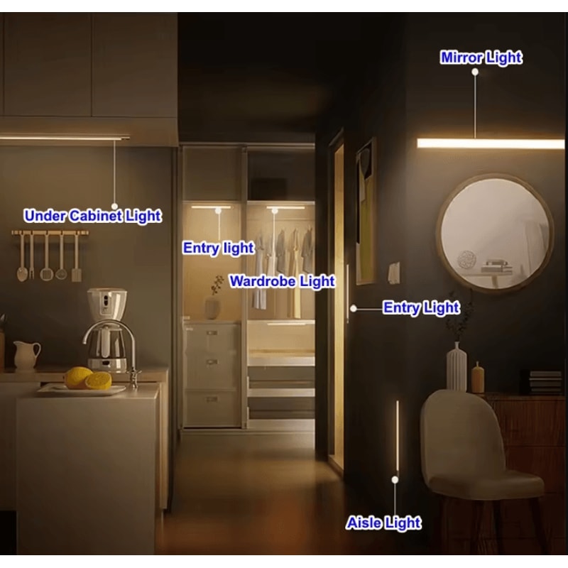 Rechargeable Motion Sensor LED Light Wireless Strip Night Lamp With USB Recharge 2