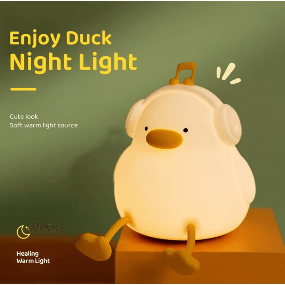 Cute Duck Night Light USB Rechargeable Cartoon Silicone Kids Lamp 4