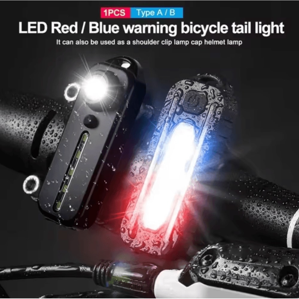 USB Rechargeable Police Light Red Blue Flashing Safety Strobe Lamp 0