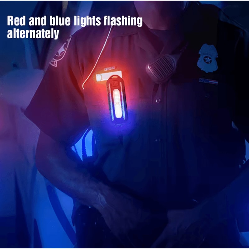 USB Rechargeable Police Light Red Blue Flashing Safety Strobe Lamp 4