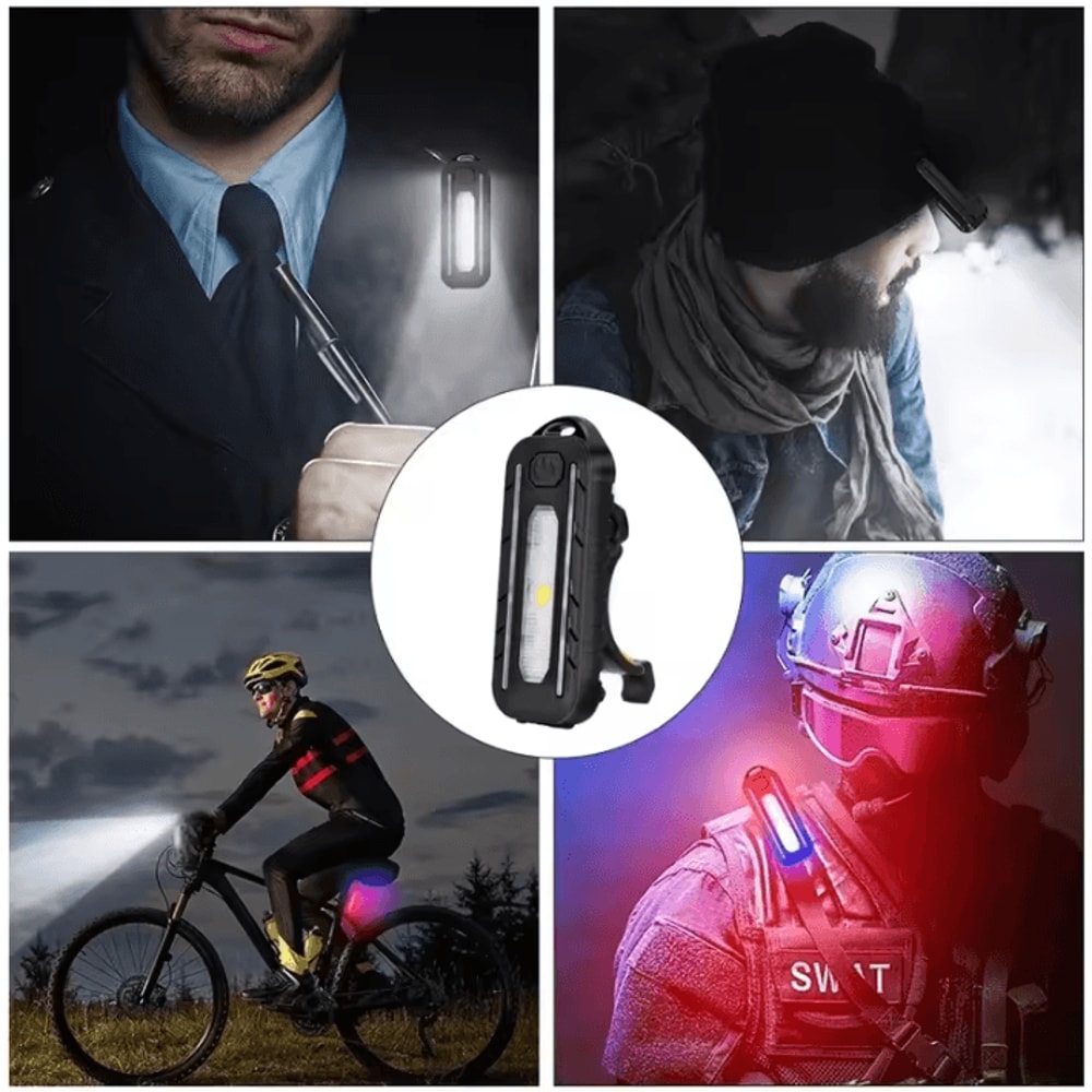 USB Rechargeable Police Light Red Blue Flashing Safety Strobe Lamp 5