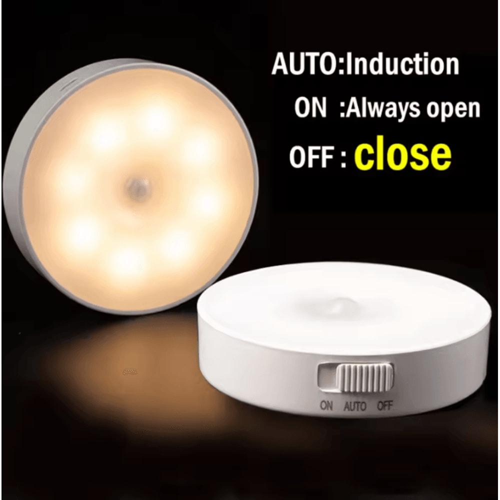 USB Motion Sensor Night Light Rechargeable Wireless PIR LED Lamp 4