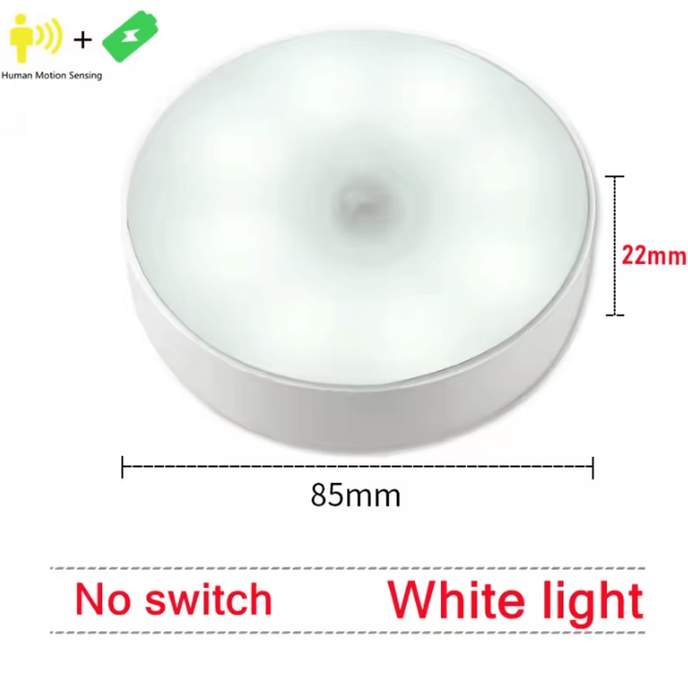 USB Motion Sensor Night Light Rechargeable Wireless PIR LED Lamp 7