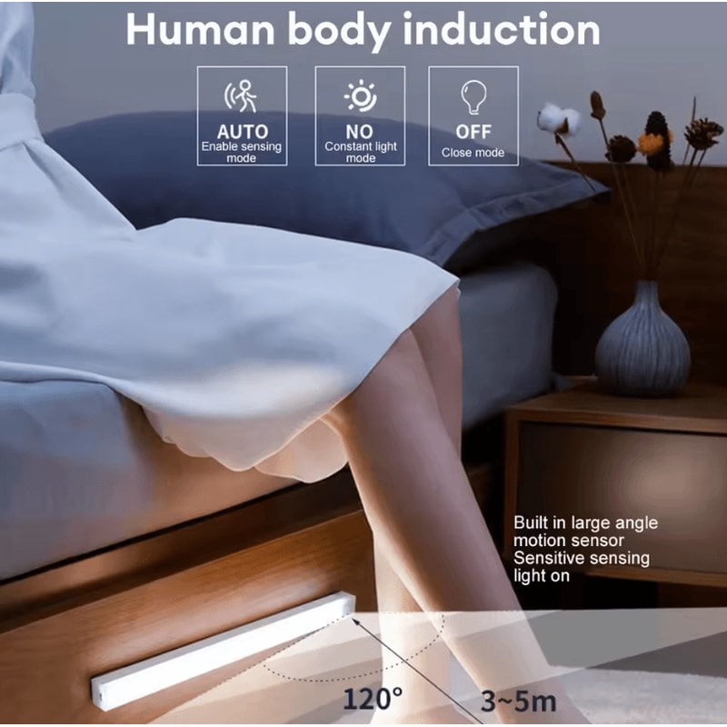 Wireless Motion Sensor LED Light Rechargeable Night Light Bar For Cabinets Stairs 1