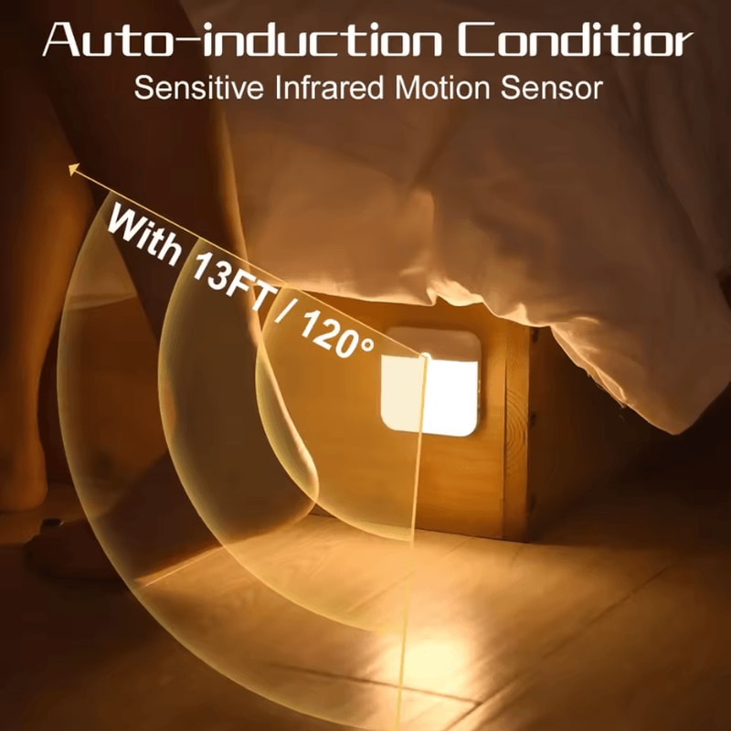 Wireless Motion Sensor LED Light USBC Rechargeable Night Lamp For Cabinets Stairs 1