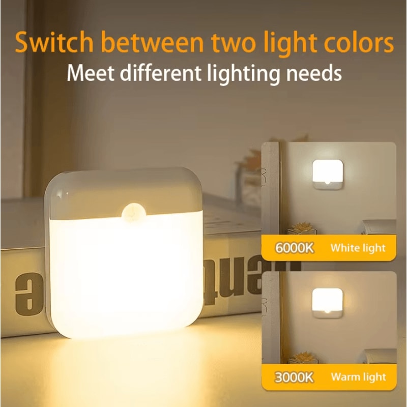 Wireless Motion Sensor LED Light USBC Rechargeable Night Lamp For Cabinets Stairs 3