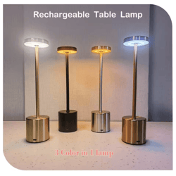 rechargeable ambient table lamp – touch control three-color led night light