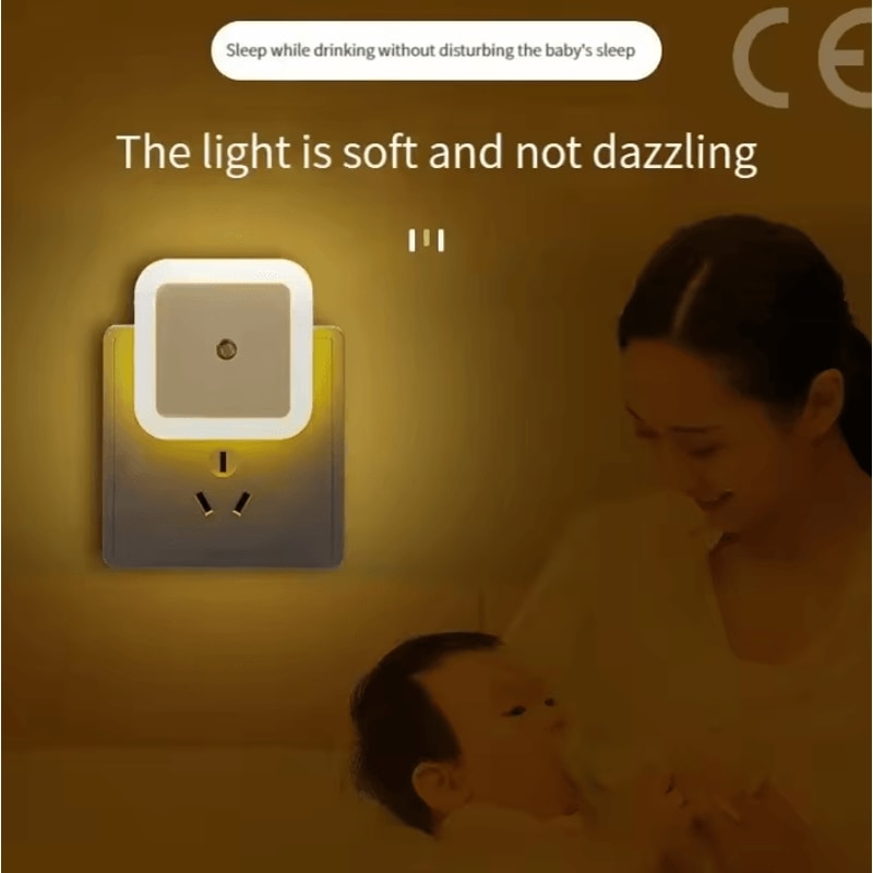 Wireless LED Night Light Mini EU Plug Motion Sensor Tricolor Lamp 0