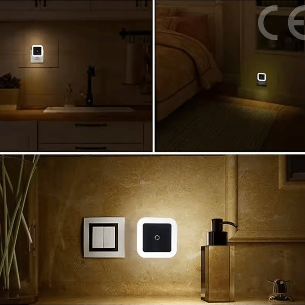 Wireless LED Night Light Mini EU Plug Motion Sensor Tricolor Lamp 4
