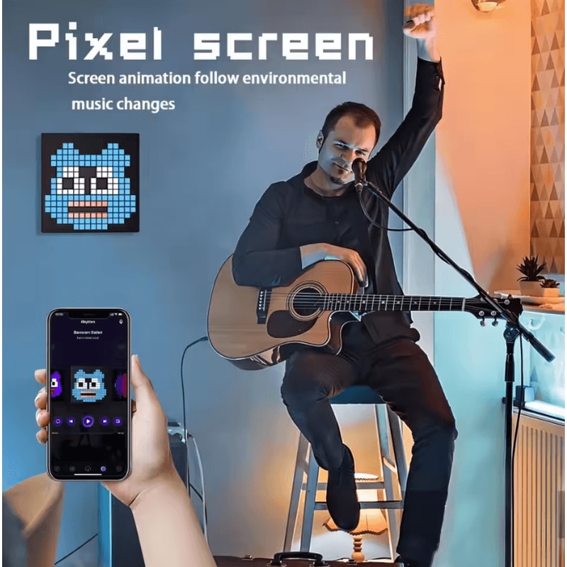 LED Pixel Display Night Light DIY Matrix Panel With Digital Clock Fun Text 1