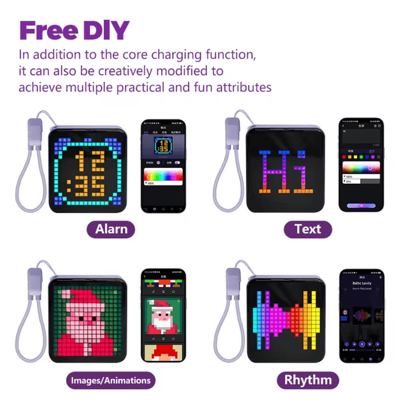 LED Pixel Display Night Light DIY Matrix Panel With Digital Clock Fun Text 2