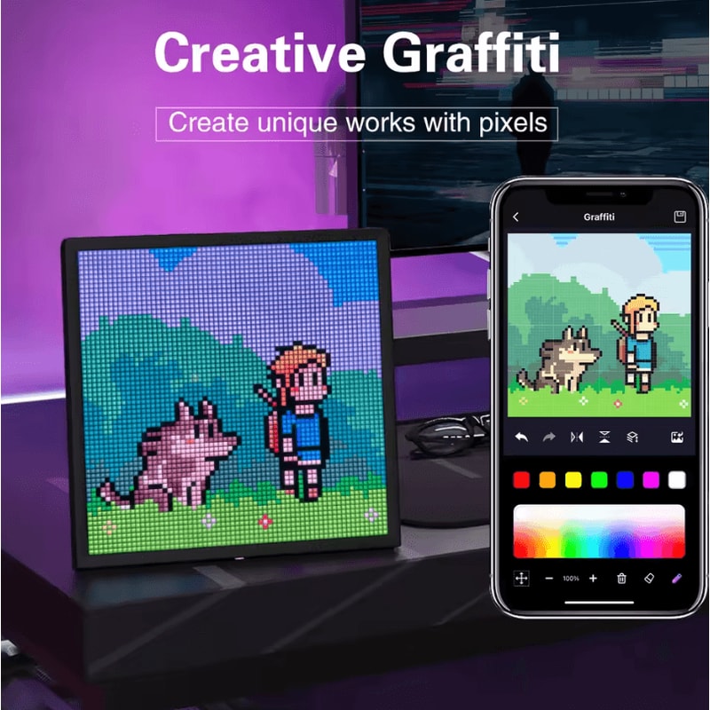 LED Pixel Display Night Light DIY Matrix Panel With Digital Clock Fun Text 3