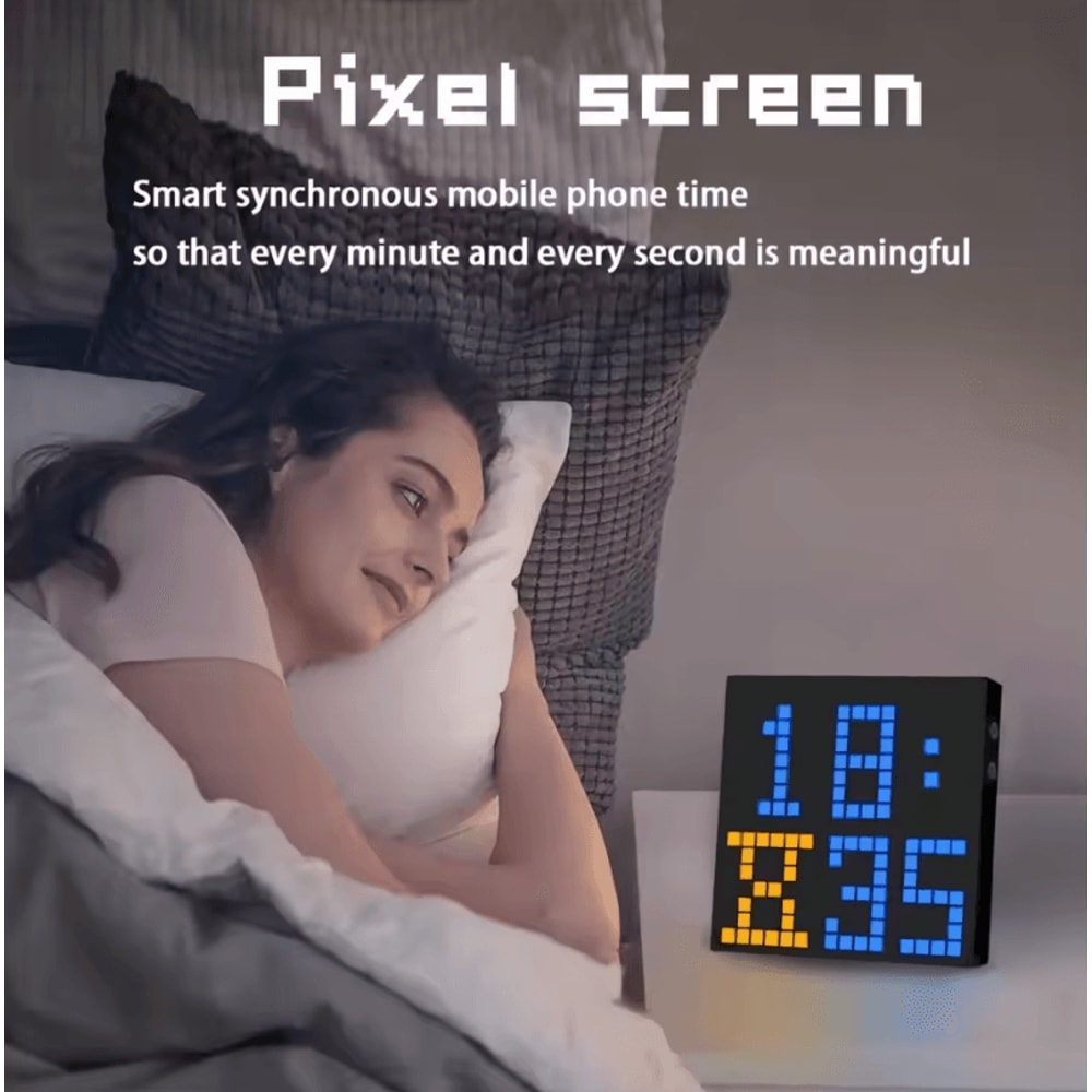 LED Pixel Display Night Light DIY Matrix Panel With Digital Clock Fun Text 4