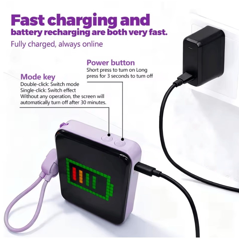 LED Pixel Display Night Light DIY Matrix Panel With Digital Clock Fun Text 5