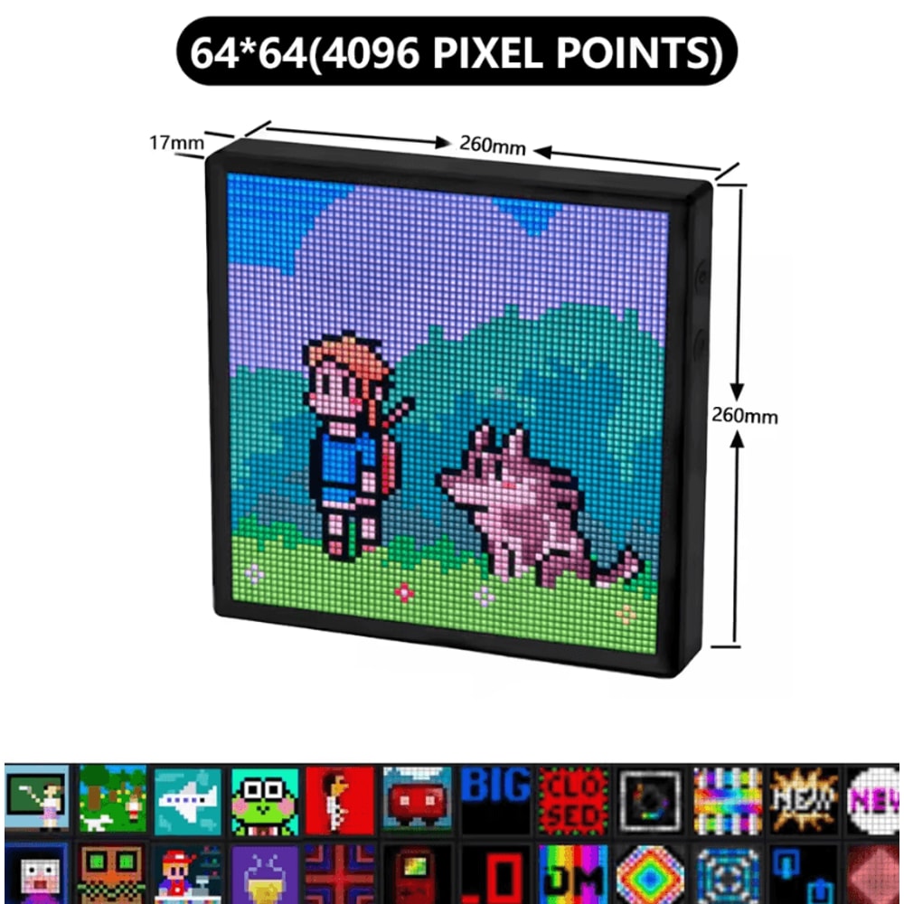 LED Pixel Display Night Light DIY Matrix Panel With Digital Clock Fun Text 7