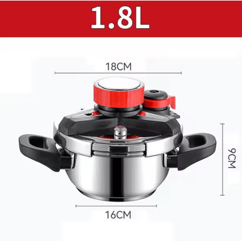 Stainless Steel Mini Pressure Cooker 18L24L With Glass Lid OneHand Lock 6