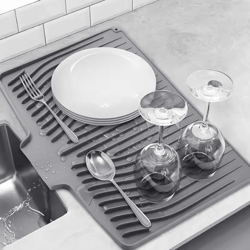 extra large silicone drying mat – non-slip kitchen counter drainer pad