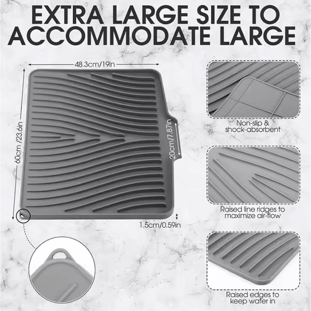 Extra Large Silicone Drying Mat NonSlip Kitchen Counter Drainer Pad 5
