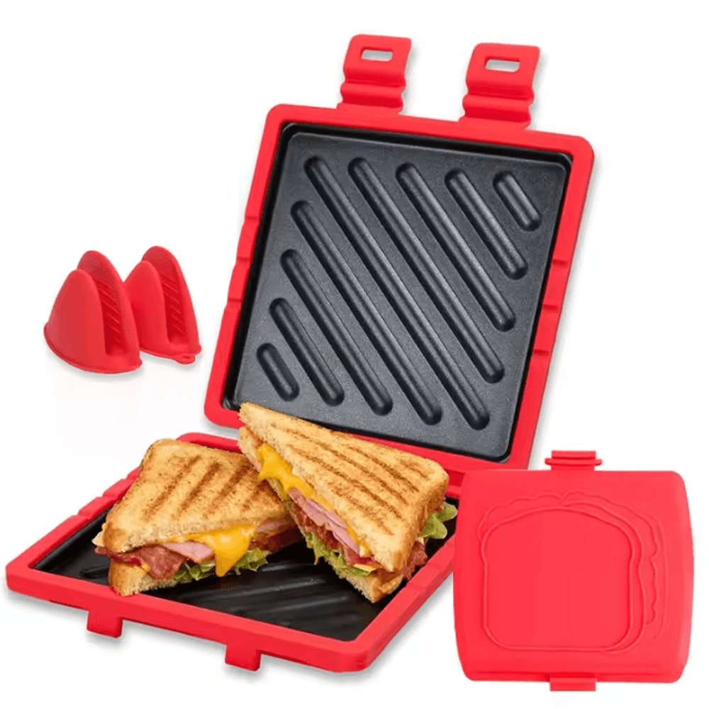 Microwave Sandwich Maker Panini Press Cheese Griller Toaster Tray 0