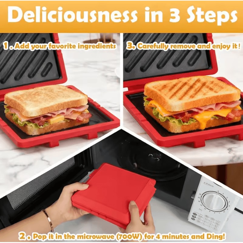 Microwave Sandwich Maker Panini Press Cheese Griller Toaster Tray 4