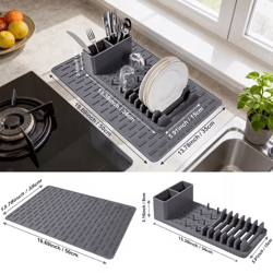 extra large silicone drying mat – foldable non-slip kitchen counter pad