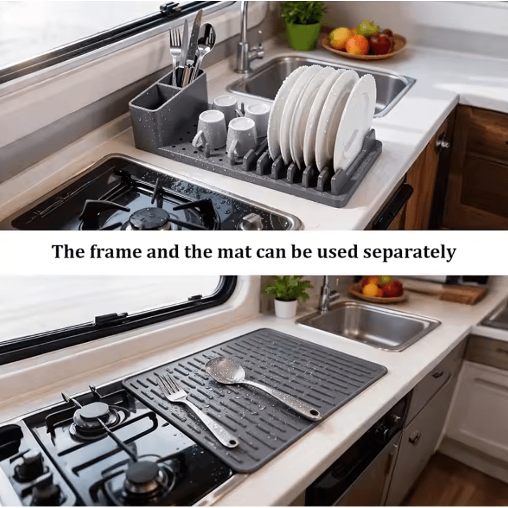 Extra Large Silicone Drying Mat Foldable NonSlip Kitchen Counter Pad 2