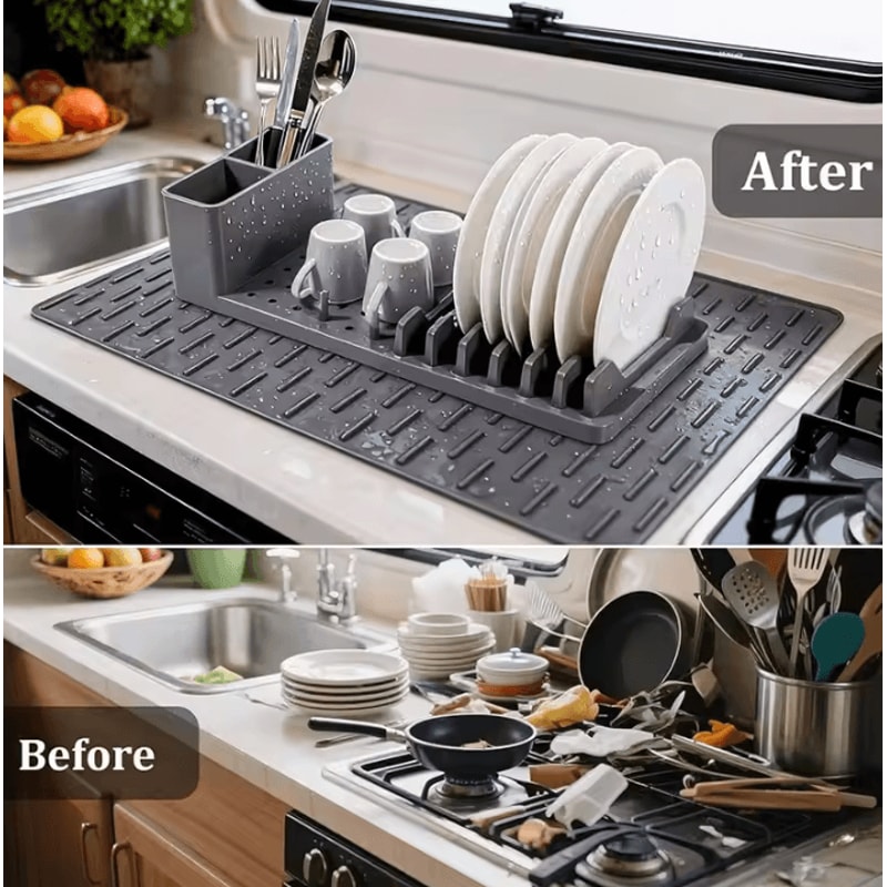 Extra Large Silicone Drying Mat Foldable NonSlip Kitchen Counter Pad 3
