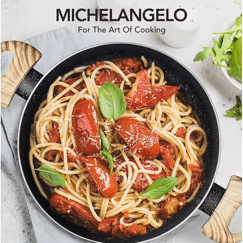 Nonstick Stock Pot Granite Large Soup Pasta Cooking Pot With Glass Lid 2