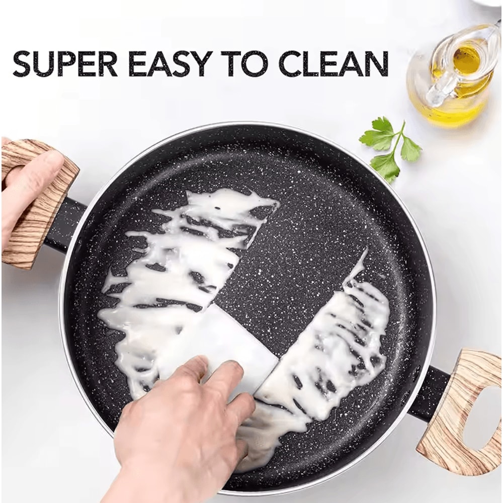 Nonstick Stock Pot Granite Large Soup Pasta Cooking Pot With Glass Lid 3