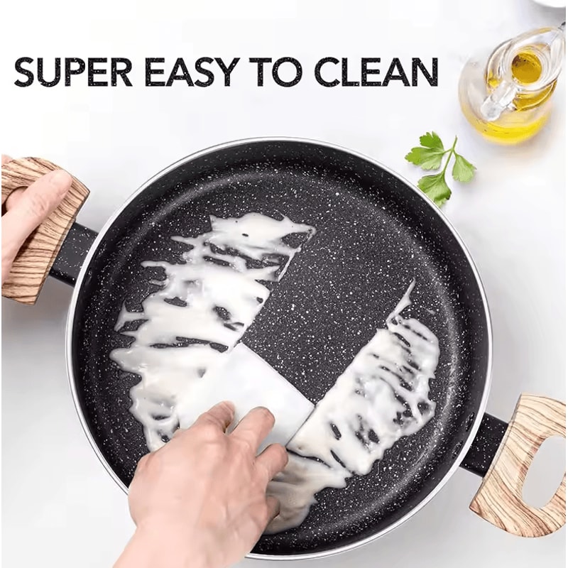 Nonstick Stock Pot Granite Large Soup Pasta Cooking Pot With Glass Lid 3