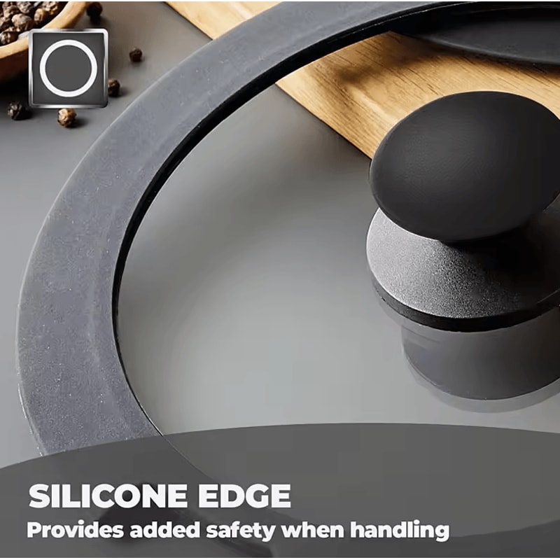 Universal Silicone Pot Lid FoodGrade Tempered Glass Pan Cover 0