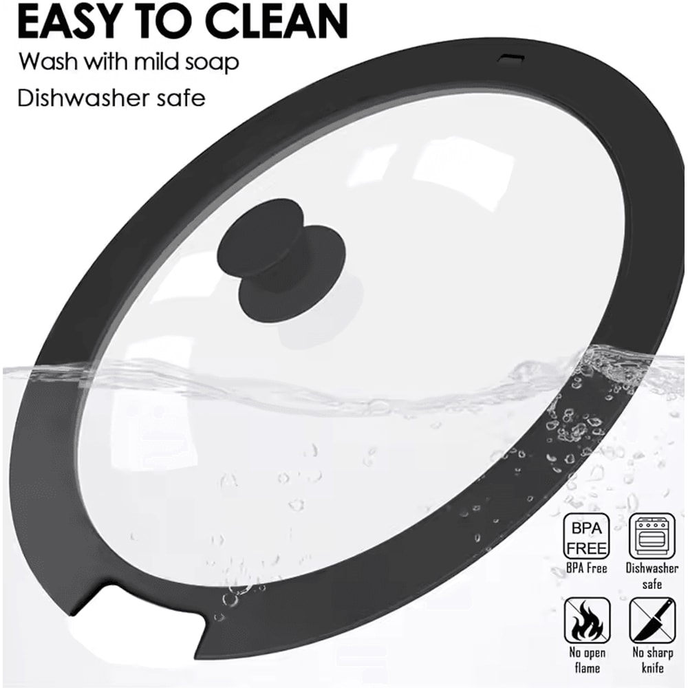 Universal Silicone Pot Lid FoodGrade Tempered Glass Pan Cover 2