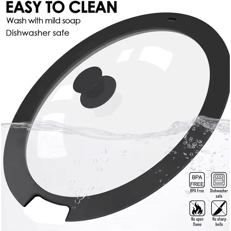 Universal Silicone Pot Lid FoodGrade Tempered Glass Pan Cover 2