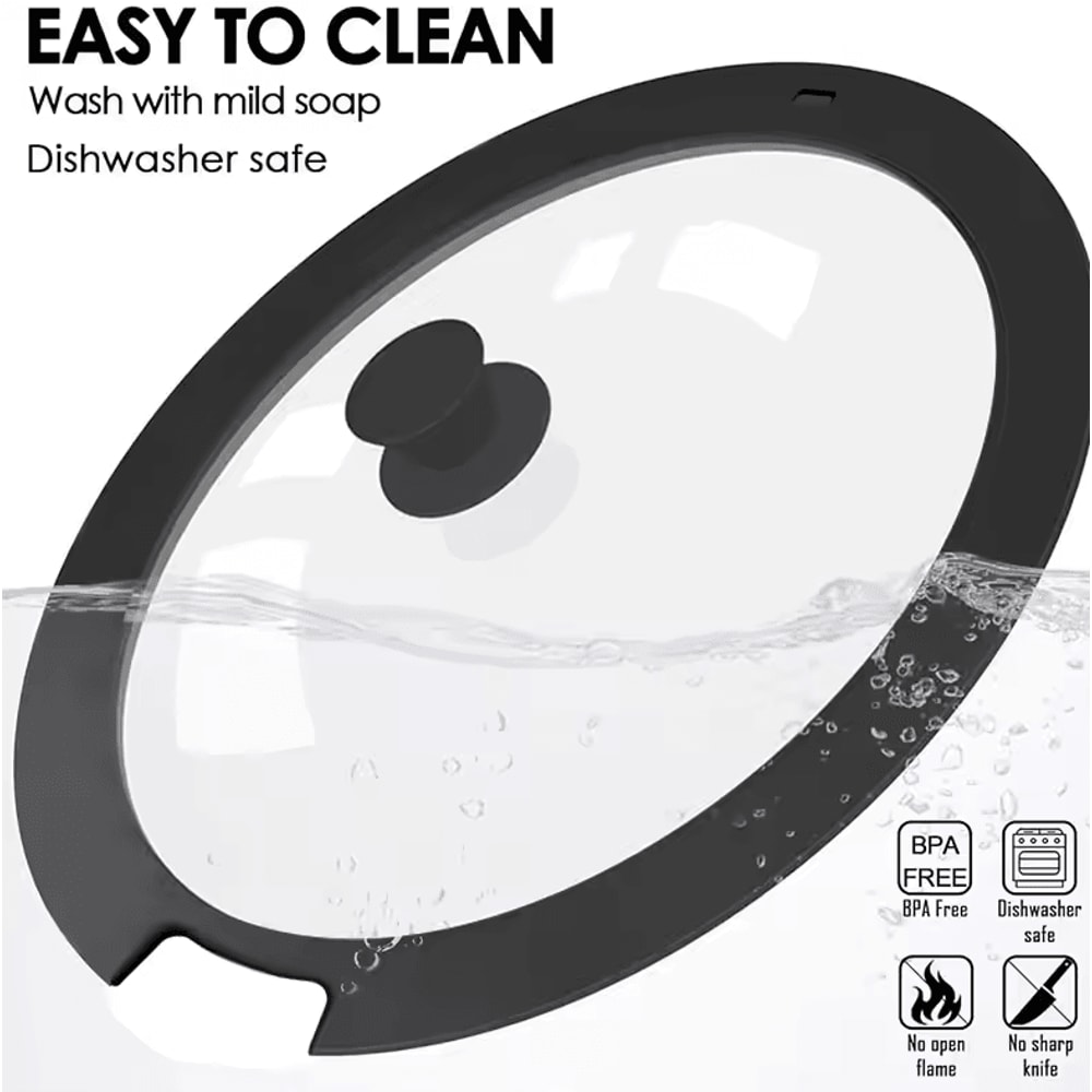 Universal Silicone Pot Lid FoodGrade Tempered Glass Pan Cover 4