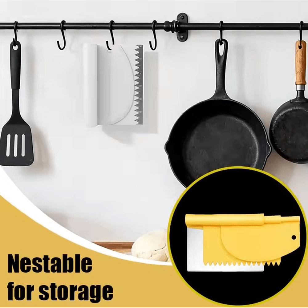 3in1 Dough Scraper Set Stainless Steel Bench Scraper Bowl Scraper Cake Scraper 0