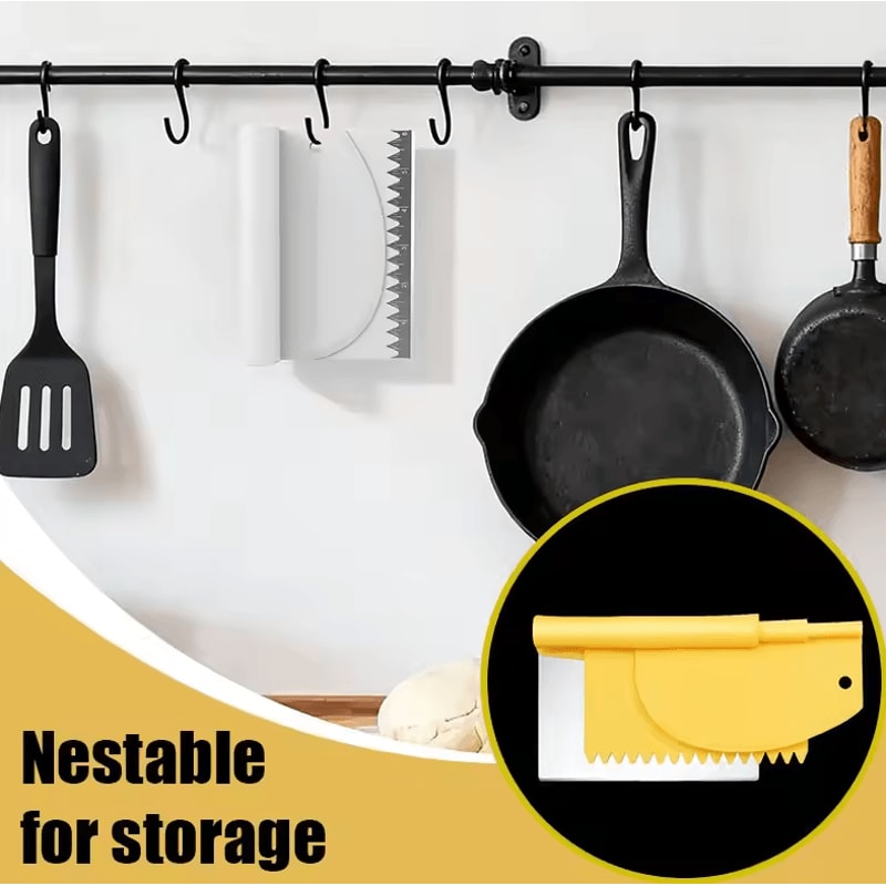 3in1 Dough Scraper Set Stainless Steel Bench Scraper Bowl Scraper Cake Scraper 0