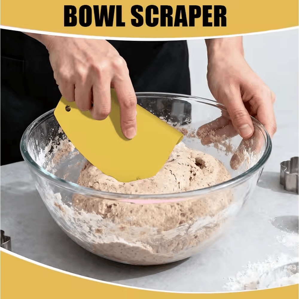 3in1 Dough Scraper Set Stainless Steel Bench Scraper Bowl Scraper Cake Scraper 1